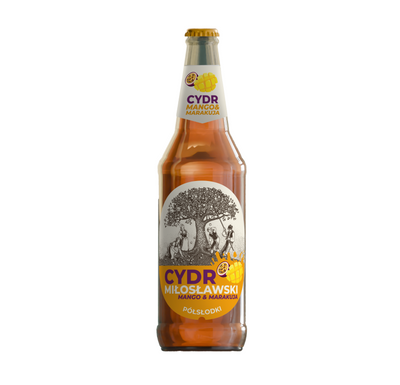 Miłosław: Cydr Miłosławski Mango Marakuja Półsłodki - butelka 500 ml