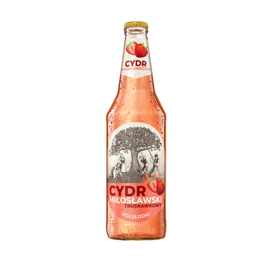 Miłosław: Cydr Miłosławski Truskawkowy Półsłodki - butelka 500 ml