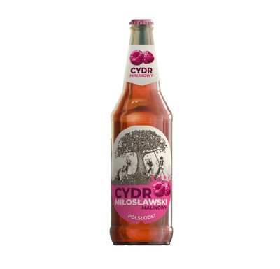 Miłosław: Cydr Miłosławski Malinowy Półsłodki - butelka 500 ml