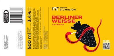 Browar Stu Mostów: Strawberry Berliner Weisse - etykieta 85 x 175 mm
